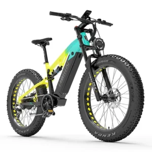 E-Vélo de Montagne Lankeleisi RV800 Plus 750W 26" Fat Bike Bafang 52km/h 150km 20Ah Jaune