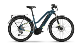 VTC Electrique Haibike Trekking 5 Trapez i500Wh Shimano Alivio M3100 9V Bleu Jaune Canary 2022