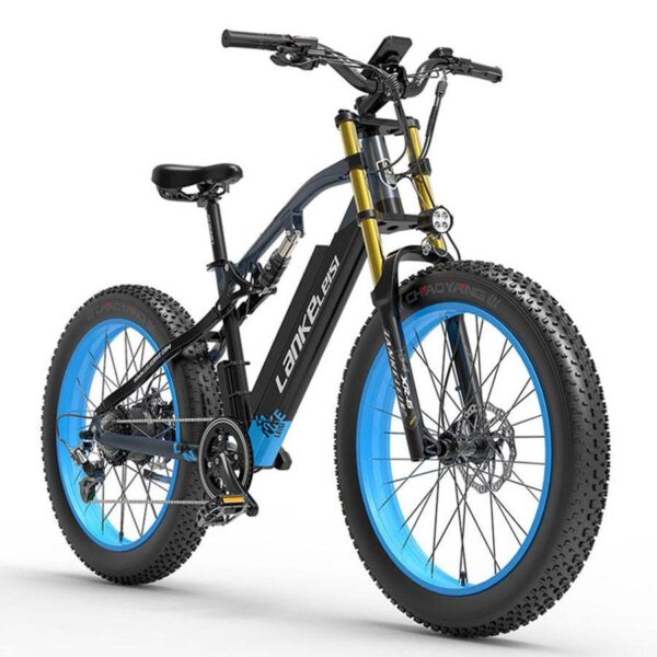 VTT Electrique Lankeleisi RV700 1000W 26" Fat Bike 16Ah 130km 30km/h Bleu