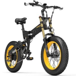 VTT Électrique Pliable Lankeleisi X3000 Plus 1000W 20" 40km/h 130km 17.5Ah Jaune