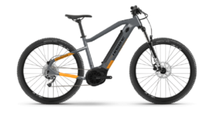 VTT Electrique Semi Rigide Haibike HardSeven 4 27.5 400 Wh Shimano Alivio M3100 9V Gris Orange Lava 2022