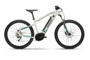 VTT Electrique Semi Rigide Haibike HardSeven 5 27.5 500Wh Shimano Alivio M3100 9V Blanc Miel Bleu Turquoise 2022