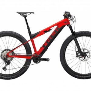 VTT Electrique Tout Suspendu Trek E Caliber 9.8 29 Shimano XT 12V Rouge Radioactif Noir Mat 2021