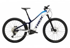 VTT Electrique Tout Suspendu Trek Powerfly FS 7 Shimano SLX XT 12V 625 Wh 27.5 Blanc Bleu Alpine 2023