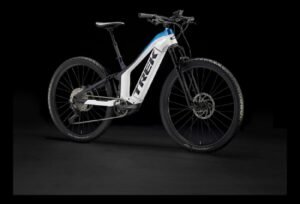 VTT Electrique Tout Suspendu Trek Powerfly FS 7 Shimano SLX XT 12V 625 Wh 27.5 Blanc Bleu Alpine 20231