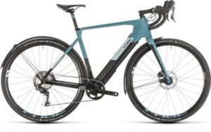 Vélo de Gravel Électrique CUBE NUROAD HYBRID C:62 SL Shimano GRX 40 Dents Noir/Bleu 2020