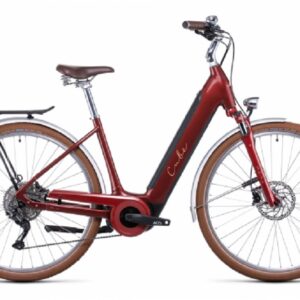 Velo de Ville Electrique Cube Ella Ride Hybrid 500 Easy Entry Shimano Deore 10V 500 Wh 700 mm Rouge Auburn Salmon 2022