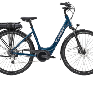 Velo de Ville Electrique Trek Verve 1 Lowstep Shimano Altus 8V 500 Wh 700 mm Bleu Aquatic 2023
