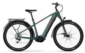 Vélo électrique de randonnée Winora Yucatan X12 metallic stone blue matte cadre trapèze