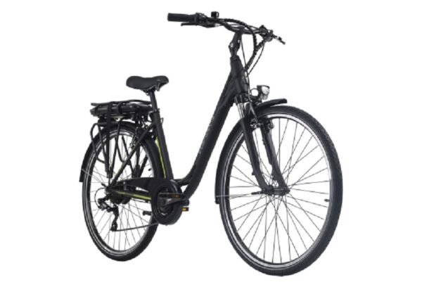 Velo electrique femme aluminium Adore Versailles 28 E Bike noir vert 250 Watt Li Ion 36 V 104 Ah 7 vitesses2