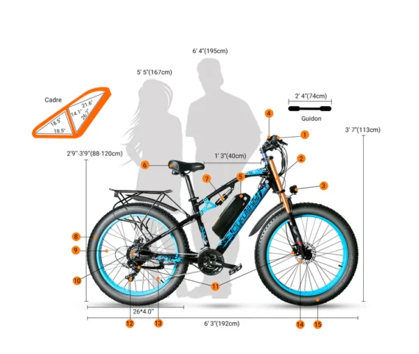 VTT électrique Cyrusher XF900 750W 17Ah fatbike Blanc