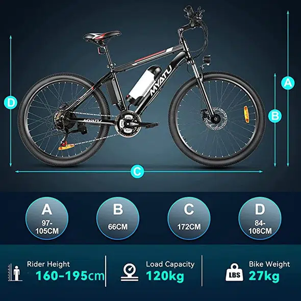 VTT électrique ESKUTE 26 Pouces Dérailleur Shimano 21 Vitesses