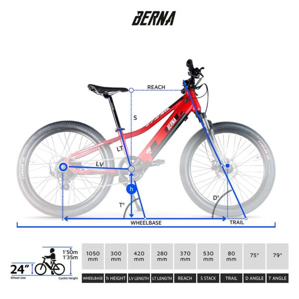 Urbanbiker Berna 24″ | Vélo Électrique Enfant | 70KM Autonomie